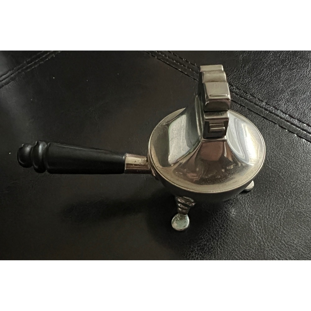 Vintage A.S.R. Corp Tripod Table Lighter Silver Chrome Black Handle Made in USA